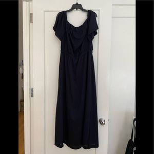 Ann Taylor Navy Maxi off the shoulder dress